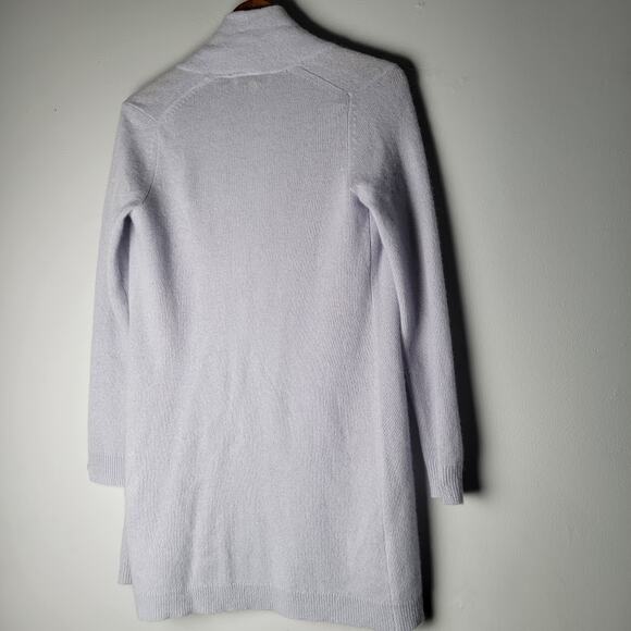 White + Warren Cardigan Sweater Small Light Blue 100% Cashmere Drape Open Front - Picture 3 of 9